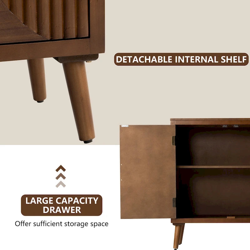 Credenza moderna a righe verticali marroni e mobile contenitore