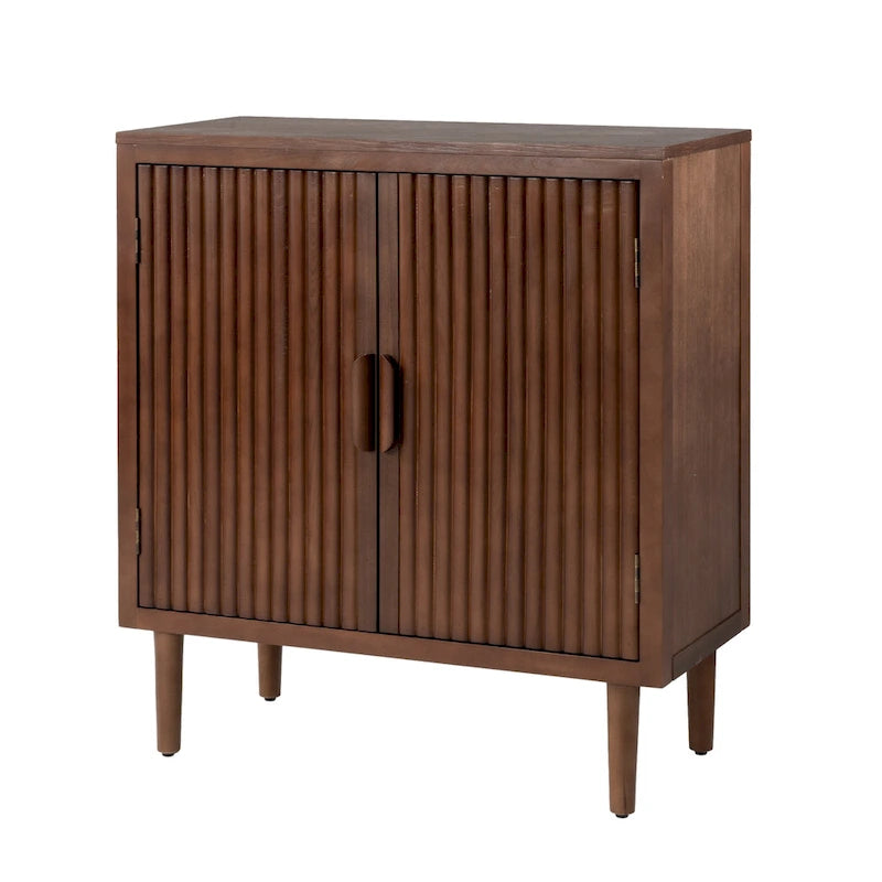 Credenza moderna a righe verticali marroni e mobile contenitore