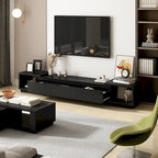Mobile TV Allungabile Stile Moderno con 3 Cassetti Bianco/Nero 65.4-106.3