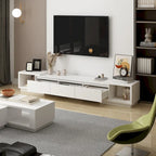 Mobile TV Allungabile Stile Moderno con 3 Cassetti Bianco/Nero 65.4-106.3