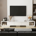 Mobile TV Allungabile Stile Moderno con 3 Cassetti Bianco/Nero 65.4-106.3