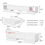 Mobile TV Allungabile Stile Moderno con 3 Cassetti Bianco/Nero 65.4-106.3