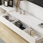 Mobile TV Allungabile Stile Moderno con 3 Cassetti Bianco/Nero 65.4-106.3