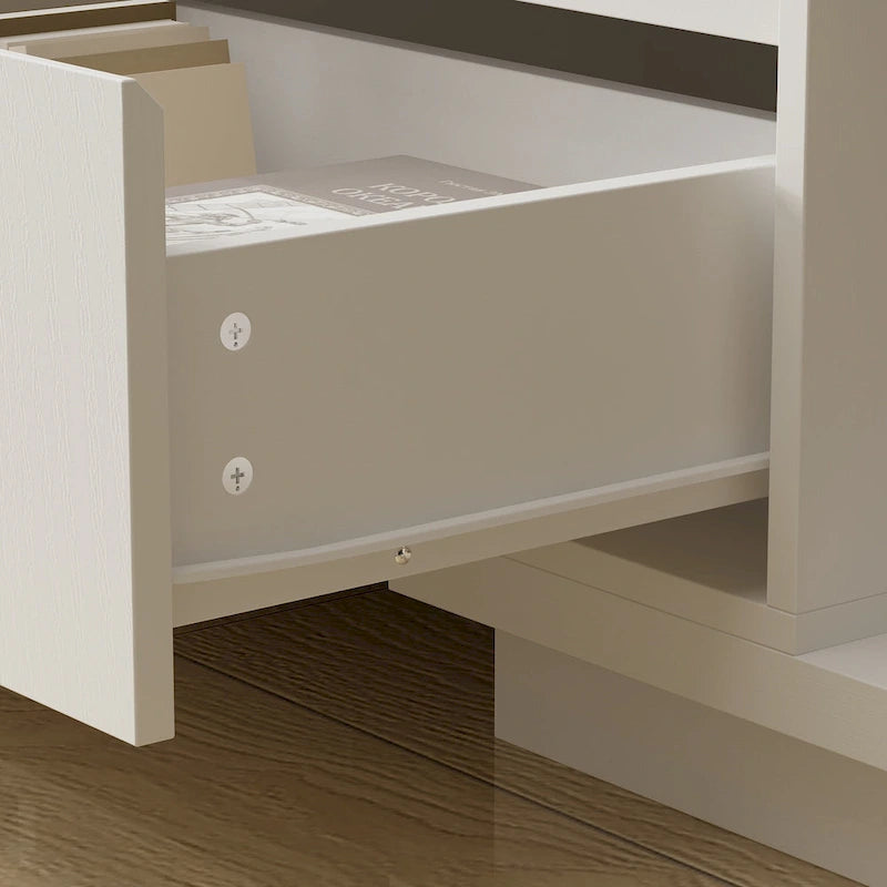 Mobile TV Allungabile Stile Moderno con 3 Cassetti Bianco/Nero 65.4-106.3