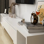 Mobile TV Allungabile Stile Moderno con 3 Cassetti Bianco/Nero 65.4-106.3