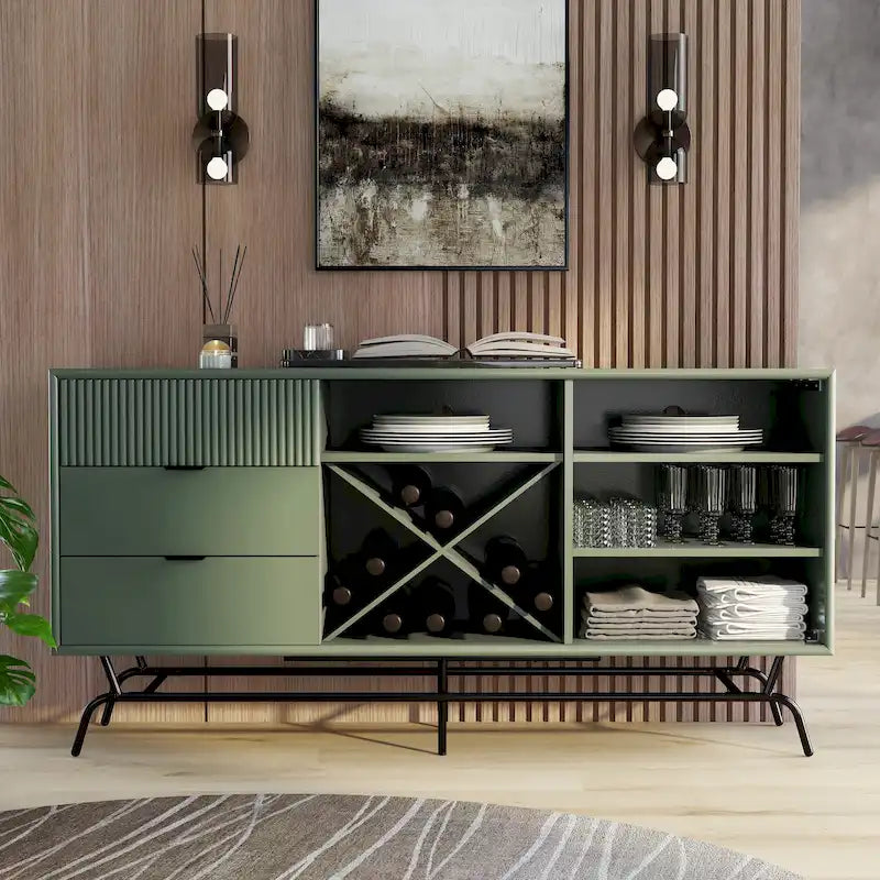 Moderna credenza da pranzo a buffet da 150 cm con mobiletto per il vino