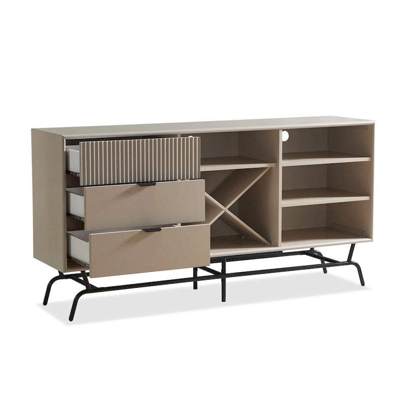 Moderna credenza da pranzo a buffet da 150 cm con mobiletto per il vino