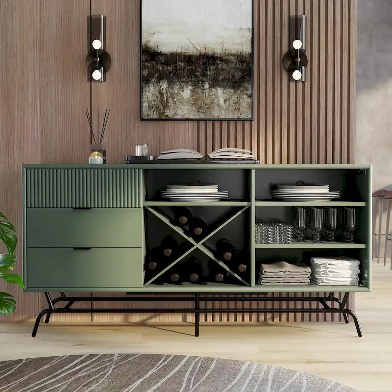 Moderna credenza da pranzo a buffet da 150 cm con mobiletto per il vino