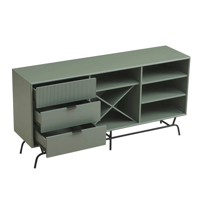 Moderna credenza da pranzo a buffet da 150 cm con mobiletto per il vino