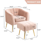 Poltrona a botte moderna in velluto con pouf
