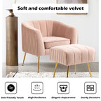 Poltrona a botte moderna in velluto con pouf