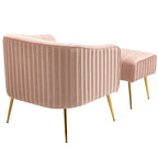 Poltrona a botte moderna in velluto con pouf