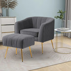 Poltrona a botte moderna in velluto con pouf