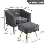 Poltrona a botte moderna in velluto con pouf