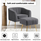 Poltrona a botte moderna in velluto con pouf