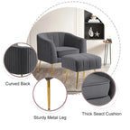 Poltrona a botte moderna in velluto con pouf