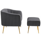 Poltrona a botte moderna in velluto con pouf