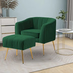 Poltrona a botte moderna in velluto con pouf