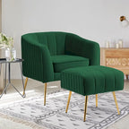 Poltrona a botte moderna in velluto con pouf