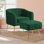 Poltrona a botte moderna in velluto con pouf