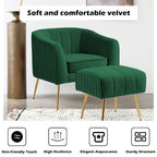 Poltrona a botte moderna in velluto con pouf