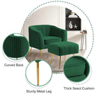 Poltrona a botte moderna in velluto con pouf