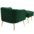Poltrona a botte moderna in velluto con pouf