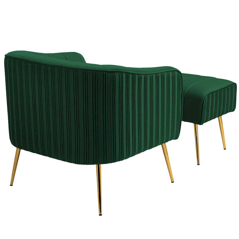 Poltrona a botte moderna in velluto con pouf