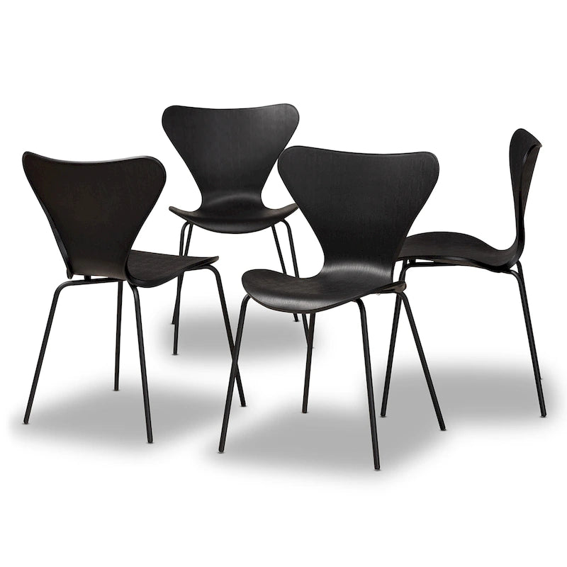 Set di 4 sedie da pranzo Jaden moderne e contemporanee in plastica/metallo