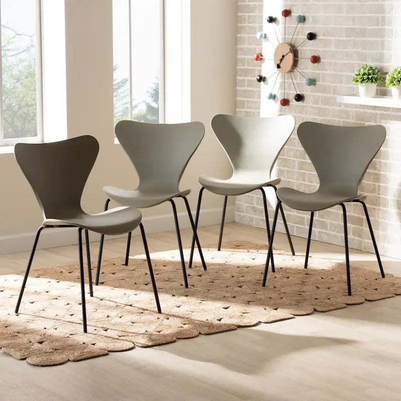 Set di 4 sedie da pranzo Jaden moderne e contemporanee in plastica/metallo