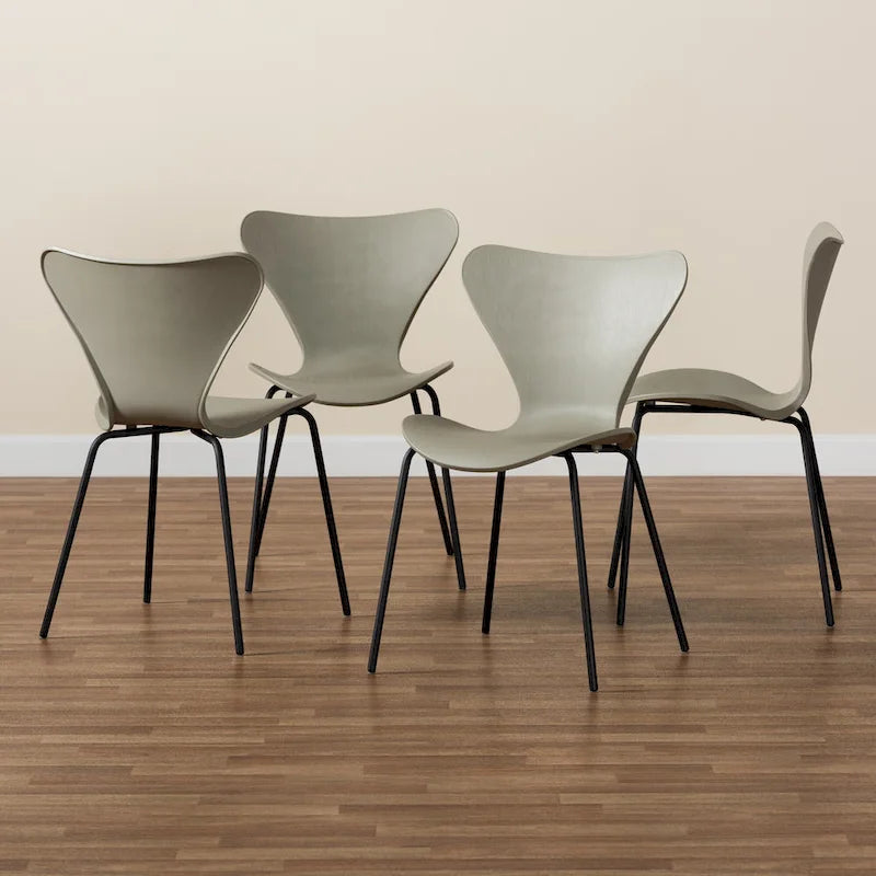 Set di 4 sedie da pranzo Jaden moderne e contemporanee in plastica/metallo