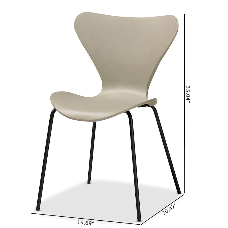 Set di 4 sedie da pranzo Jaden moderne e contemporanee in plastica/metallo