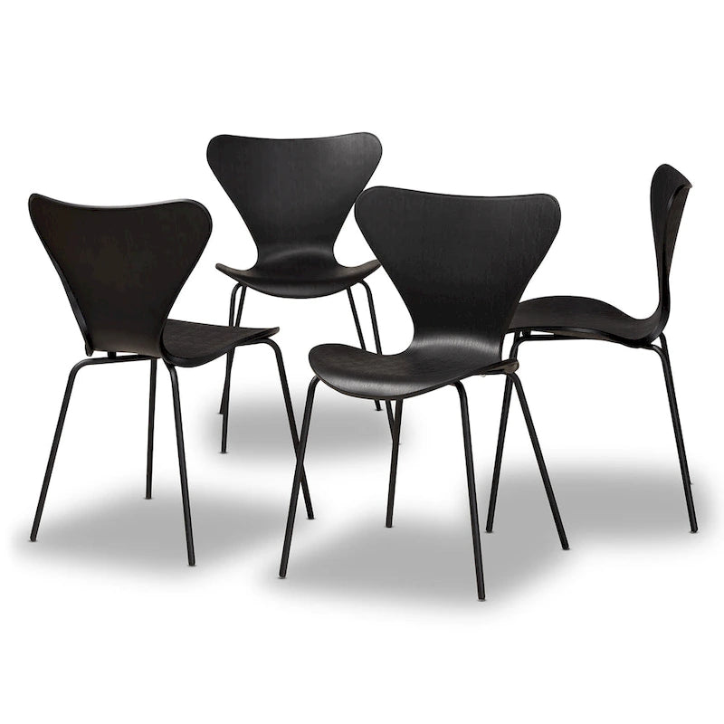 Set di 4 sedie da pranzo Jaden moderne e contemporanee in plastica/metallo