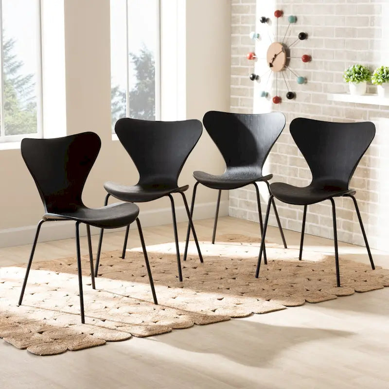 Set di 4 sedie da pranzo Jaden moderne e contemporanee in plastica/metallo