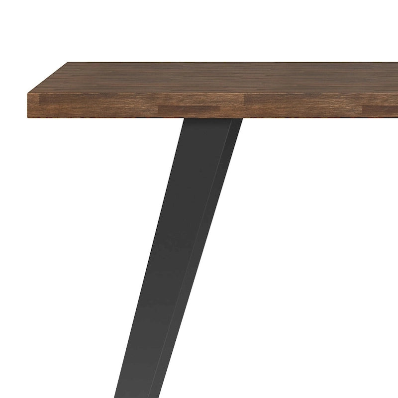 Scrivania da scrittura a piano unico moderna industriale in legno massello di acacia da 54 pollici