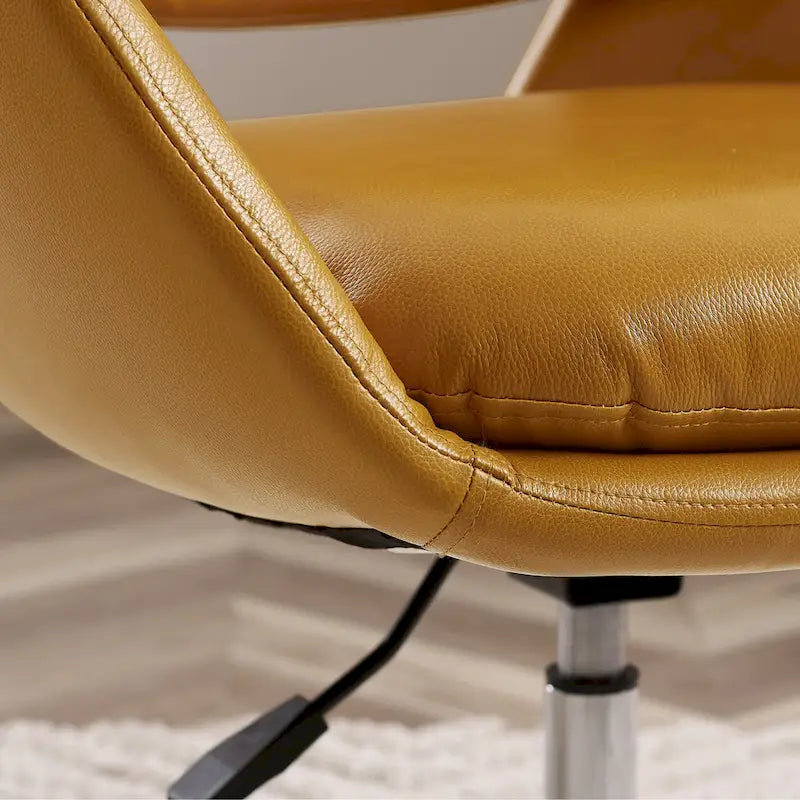 Poltrona direzionale girevole da ufficio moderna – Pelle bovina, base cromata, 360 kg
