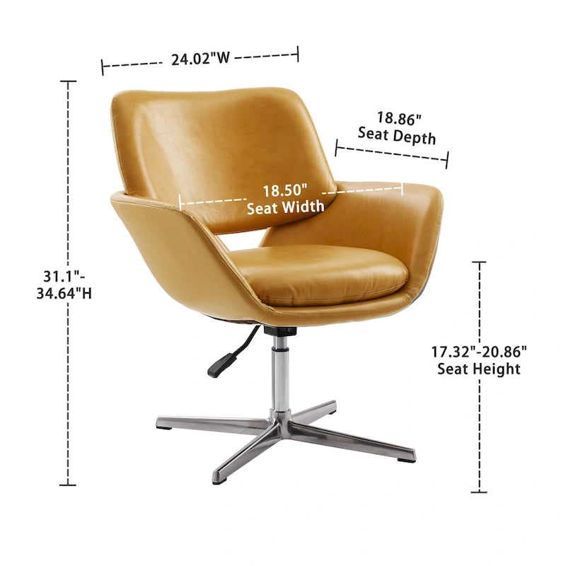 Poltrona direzionale girevole da ufficio moderna – Pelle bovina, base cromata, 360 kg