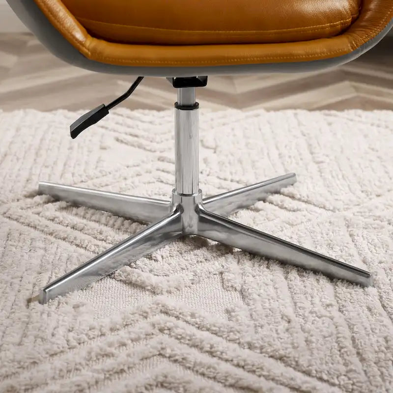 Poltrona direzionale girevole da ufficio moderna – Pelle bovina, base cromata, 360 kg