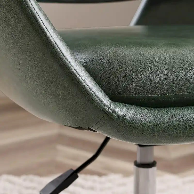 Poltrona direzionale girevole da ufficio moderna – Pelle bovina, base cromata, 360 kg