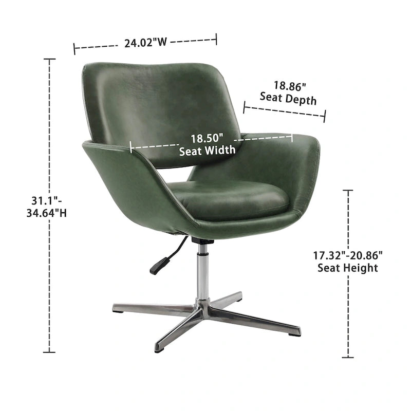 Poltrona direzionale girevole da ufficio moderna – Pelle bovina, base cromata, 360 kg