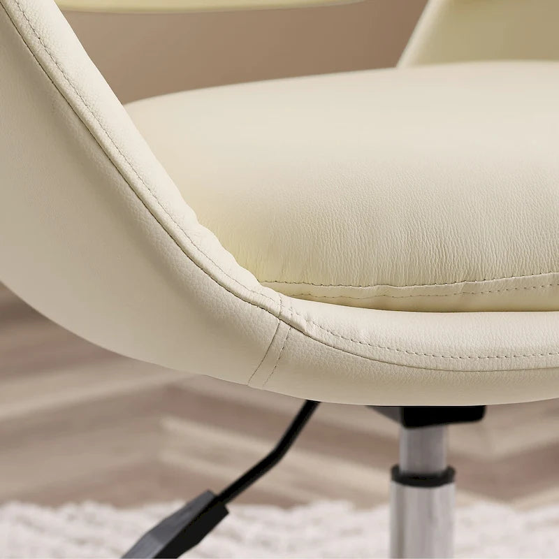 Poltrona direzionale girevole da ufficio moderna – Pelle bovina, base cromata, 360 kg