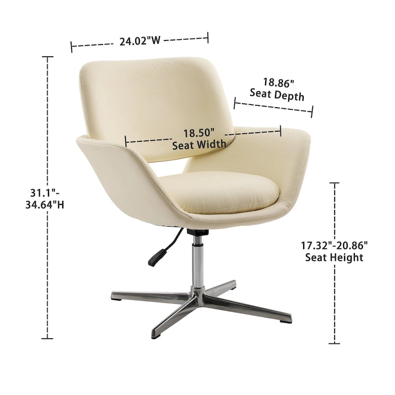Poltrona direzionale girevole da ufficio moderna – Pelle bovina, base cromata, 360 kg