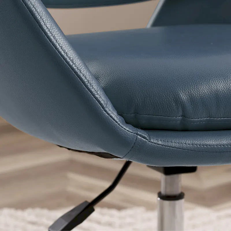 Poltrona direzionale girevole da ufficio moderna – Pelle bovina, base cromata, 360 kg