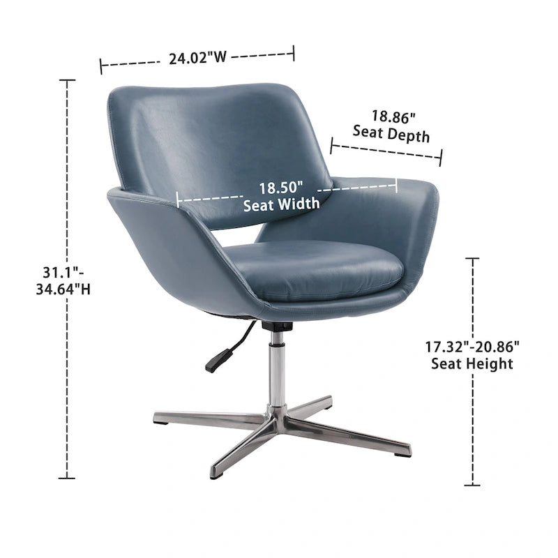 Poltrona direzionale girevole da ufficio moderna – Pelle bovina, base cromata, 360 kg