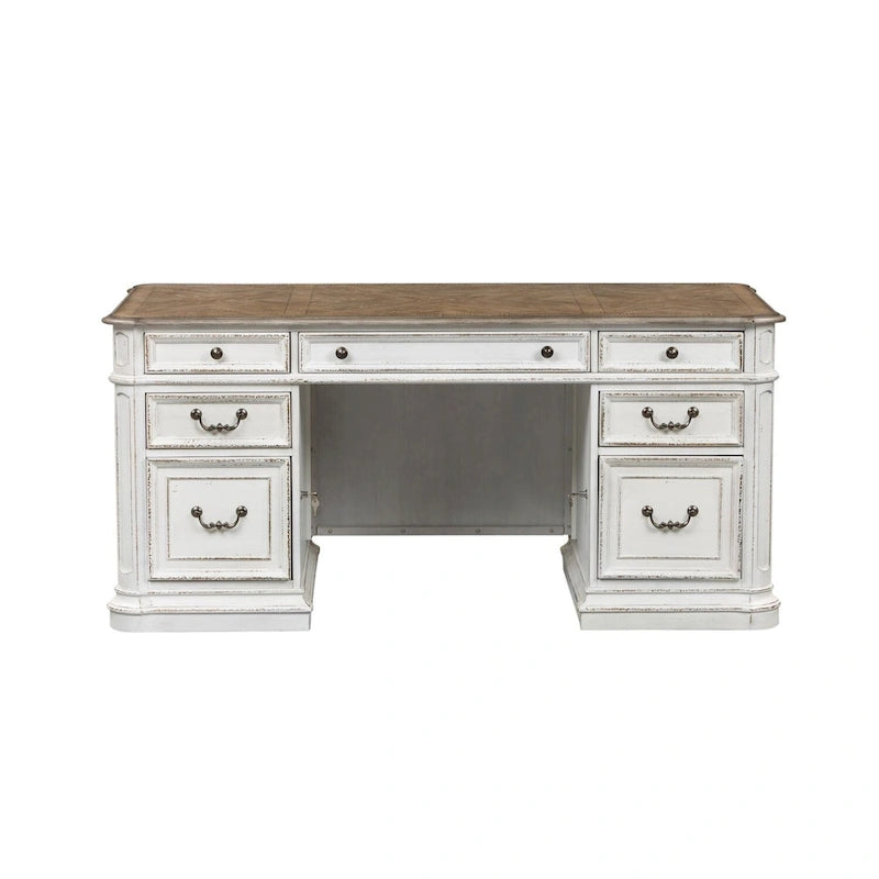 Scrivania in legno effetto invecchiato bianco antico – Stile rustico, mobili per ufficio a casa