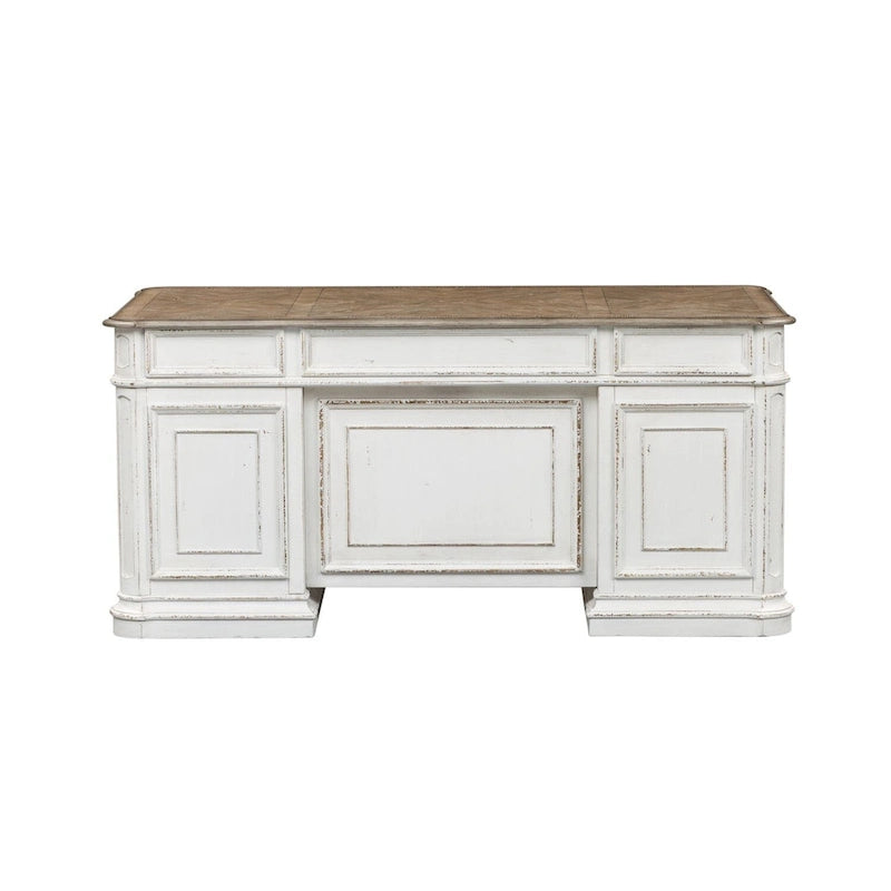 Scrivania in legno effetto invecchiato bianco antico – Stile rustico, mobili per ufficio a casa