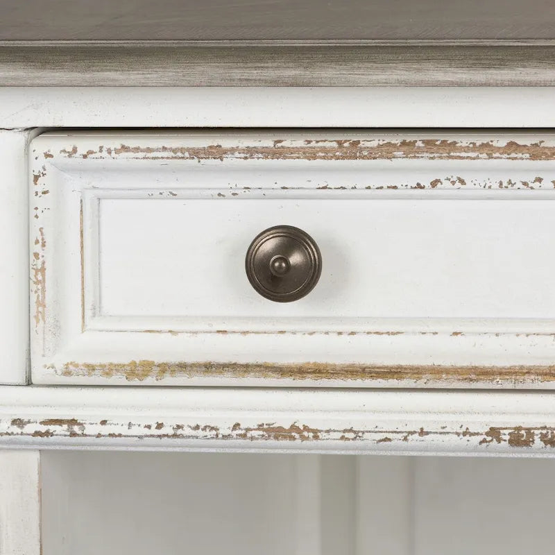 Scrivania in legno effetto invecchiato bianco antico – Stile rustico, mobili per ufficio a casa