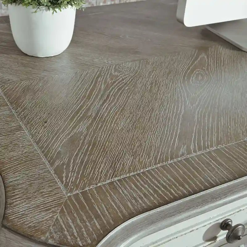 Scrivania in legno effetto invecchiato bianco antico – Stile rustico, mobili per ufficio a casa