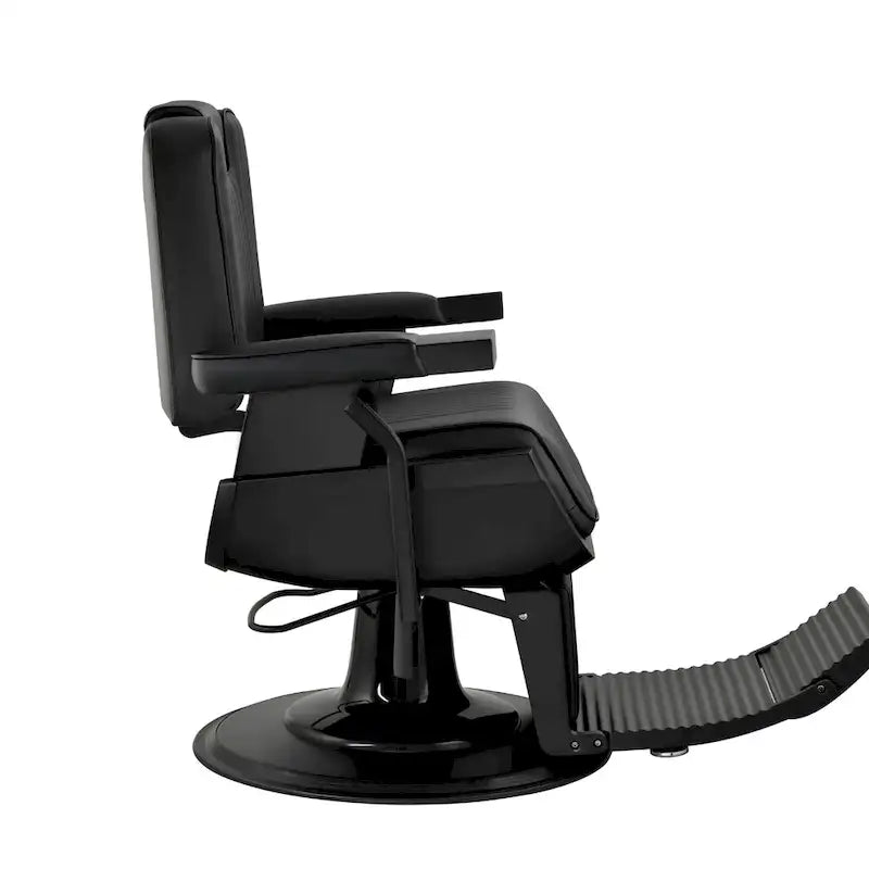 Poltrona da Barbiere Idraulica Resistente – Reclinabile a 45°, Rivestimento in Vinile, Capacità 300 kg, Nera