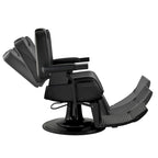 Poltrona da Barbiere Idraulica Resistente – Reclinabile a 45°, Rivestimento in Vinile, Capacità 300 kg, Nera